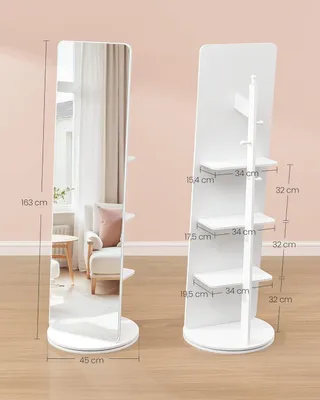 Produktbild von Um 360° drehbarer Standspiegel LFM036W01, 163 x 45 cm, weiß