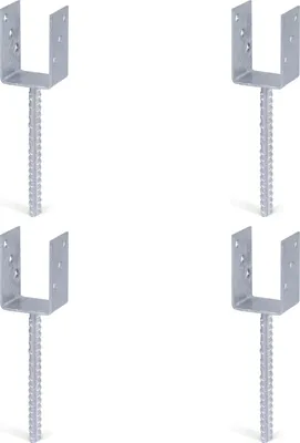 Produktbild von Alberts U-Pfostenträger mit Betonanker aus Riffelstahl, feuerverzinkt, zum Einbetonieren