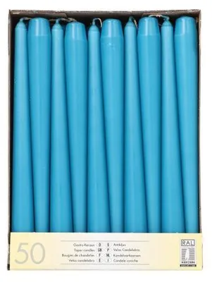 Produktbild von Papstar Leuchterkerzen Ø 2,2 cm 25 cm türkis, 2 x 50 Stück
