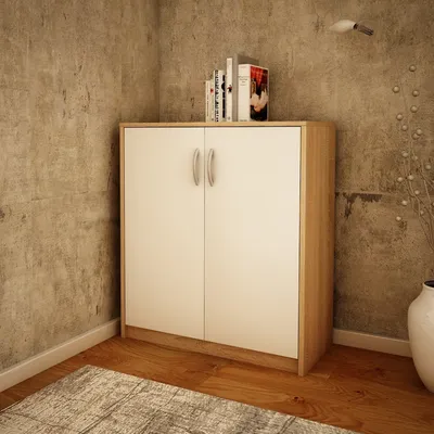 Produktbild von Kommode 74cm breit in matter Ausführung, großzügiger Stauraum Schrankaufbewahrung mit hochwertigen Polymergriffen - Sonoma-Weiß
