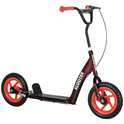 Produktbild von Kinderroller, höhenverstellbarer Tretroller für Kinder, mit Bremse, Ständer, 2 Räder, 50 kg Belastbarkeit, Stahl, Kunststoff, Rot