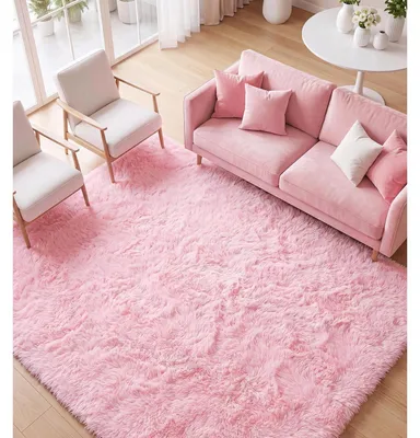 Obrázok produktu pre Kober do obývačky, ružový, 160x230 cm, huňatý, mäkký, obdĺžnikový