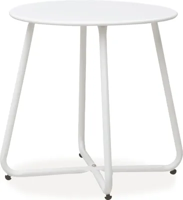 Image de Table basse ronde Table de jardin Table d'appoint Métal Massif Blanc Table exterieur