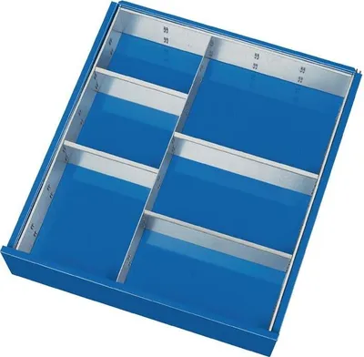Produktbild von Schubladenunterteilungsmaterial Front-H.60-90mm 1 Trenn- u.4 Steckw.PROMAT
