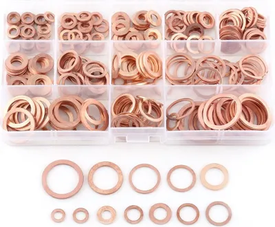 Image de 280pcs 12 Größen Kupfer flache Unterlegscheibe Unterlegscheiben mit Box Fitting für Schrauben Bolzen Befestigungselemente