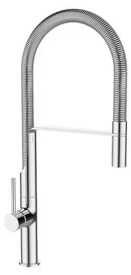 Produktbild von Küchenarmatur mit Feder und ausziehbarer Brause Messing verchromt