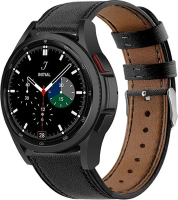 Produktbild von Strap-it Samsung Galaxy Watch 4 Classic 42mm Lederarmband (schlankes Schwarz)