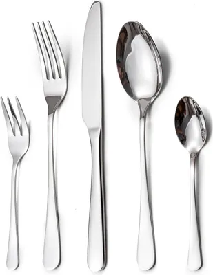 Produktbild von Besteck Set, Edelstahl Spiegelpoliert 30 teilig Besteckset für 6 Personen, Essbesteck Set mit Messer Gabel Löffel für Familie/Party/Hotel/Restaurant, Silber Tafelbesteck, Spülmaschinenfest