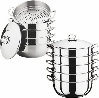 Produktbild von Dampfkocher, Mantowarka, Gardampfkochtopf Set aus 18/10 Edelstahl (Optional 24/26/28/30cm), Mantykocher, Biodampfkocher / Induktion (26cm) 6090-26