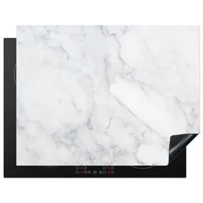 Produktbild von KitchenYeah© Herdabdeckplatte Marmor - Weiß - Grau - Luxus - Marmoroptik - Stein , 77x59cm, Küche Deko, Glaskeramikkochfeld Herdabdeckung, Abdeckplatte fùr Kochfeld