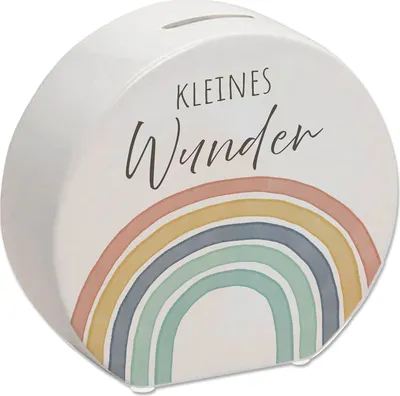 Produktbild von Regenbogen Spardose mit Spruch Kleines Wunder