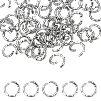Offene Ringe aus Edelstahl, 10 mm, 60 Stück, silber