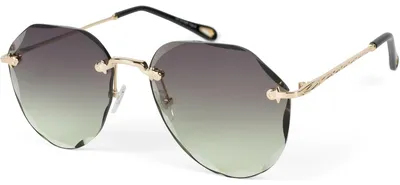 Produktbild von styleBREAKER Damen Piloten Sonnenbrille Randlos, Gold/Grau-Grün