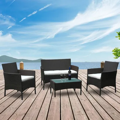 Image de Jopassy Meubles de jardin Coussins Salon relax Ensemble de sièges Table à manger Canapé d'angle Ensemble de sièges Balcon Marron