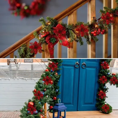 Obrázek produktu pro 10PCS vánoční třpytky Poinsettia květiny vánoční dekorace opakovaně použitelné umělé květiny