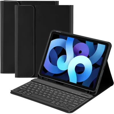 Image de Coque Clavier pour iPad Air 11 Pouces (M4/M3/M2) / iPad Air 4/5 10,9 Pouces - Protection CuirPolyuréthaneavec Clavier Bluetooth