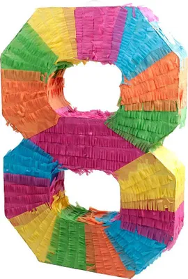 Produktbild von Pinata Zahl 0–9 – Schlagpinata für Kindergeburtstag, Party & Event – Bunte Geburtstags-Pinata zum Befüllen für Mädchen & Jungen Zahl wählen: Pinata-Ziffer 8