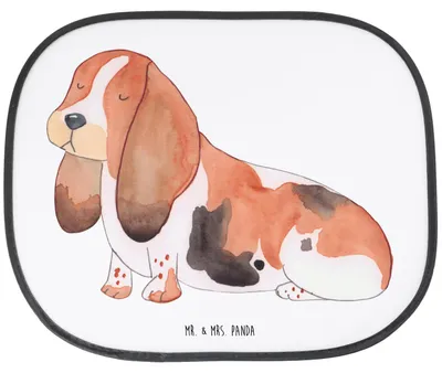 Produktbild von Mr. & Mrs. Panda Sonnenschutz Auto Hund Basset Hound - Weiß - Geschenk, fenster, für, Sprüche, Süß, Sonnenblende, hitzeschutz