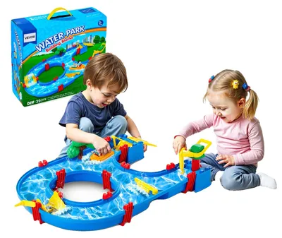 Image de Table d'eau VEVOR, chemin d'eau pour enfants, jeu de parc aquatique d'été en plein air avec 39 accessoires pour le jardin, la pelouse, la plage, table de jeu pour garçons et filles à partir de 3 ans