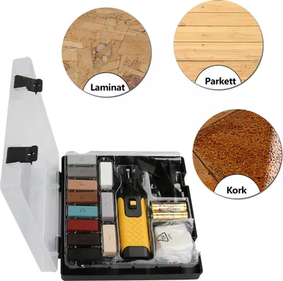 Produktbild von Reparatur-Set Fliesen Macken auf keramischen Oberflächen im Handumdrehen beseitigen kabellosen Wachsschmelzer Set 7-teilig 11 Wachsfarben