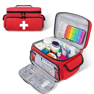 Produktbild von Erste Hilfe Tasche Leer 30x20x18CM Rot Nylon Notfalltasche Reiseapotheke