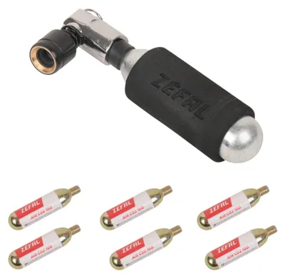 Image de ZEFAL EZ Big Shot – Pompe à CO2 pour vélo + 7 cartouches de CO2 de 16g pour vélo – Compacte