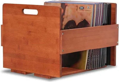 Obrázok produktu pre Box na vinylové platne bambusový - Box na LP platne - Organizér na 80 platní