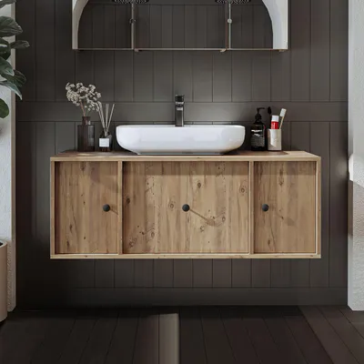 Produktbild von Skye Decor, Hochwertiger Badschrank mit Waschbecken, 120 cm, Atlantik-Kiefer, 100% MDF