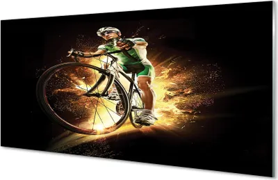Produktbild von Glasbilder 100x50 Wandkunst Bike schwarzer Hintergrund