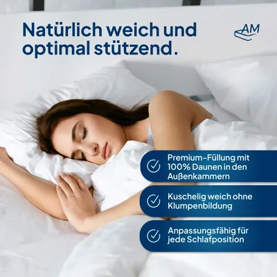 Produktbild von DormiGood | Premium Daunenkissen | 40x80 cm | Daunen | Kissen | 40x80 | Kopfkissen | Allergiker geeignet | Nomite | Downpass