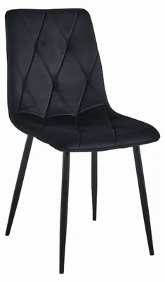 Image de Chaise LIBRA en velours noir avec pieds en métal