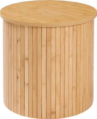 Obrázek produktu pro Odkládací stolek 'Ledepid' 40 x Ø40 cm Stolová deska s nenápadným přesahem kulatá Bambus + MDF nature