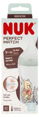 Produktbild von NUK-Flasche aus Polypropylen, 260 ml, mit Silikon-Sauger, Größe M, Motiv "Winni Puuh", Artikelnummer 10742027
