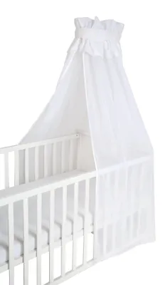 Image de Tenture de lit pour bébé Roba, blanche, en coton (16%) et polyester (84%), dimensions (H x L x P) : 160 x 250 x 0,5 cm