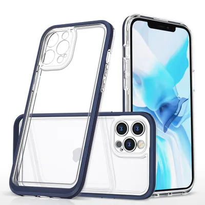 Produktbild von Transparente 3-in-1-Hülle für iPhone 12 Pro, Gel-Schutzhülle mit Rahmen, blau