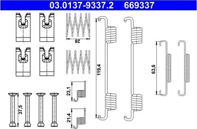 Produktbild von Zubehörsatz Feststellbremsbacken ATE hinten für LAND ROVER Range Rover Sport (L320) Discovery IV (L319) Discovery III (L319) DISCOVERY IV VAN (L319)