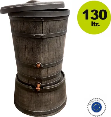Produktbild von Yerd Regen Fass Tonne Tank 130 Liter Set Holz Wein Barrik Country mit Sockel