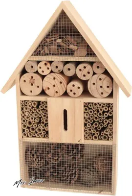 Produktbild von Famanu Insektenhotel 50 cm Natur - XXL Holz-Nistkasten für Bienen, Schmetterlinge und Käfer