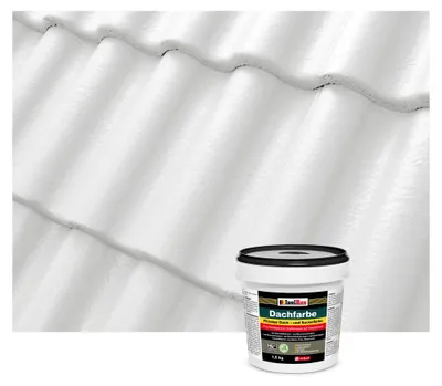 Produktbild von Isolbau Dachfarbe Weiß 1,5 kg Sockelfarbe Fassadenfarbe Dachlack wetterfest UV-beständig
