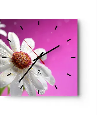 Produktbild von Wanduhr - Quadrat - Glasuhr - Blume frühling garten - 30x30cm - Schleichendes Uhrwerk - Lautlos - zum Aufhängen bereit - Dekoration Modern - Wanddekoration aus Glas - C3AC30x30-2469