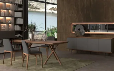 Produktbild von Holzmöbel Esszimmergarnitur Luxus Set Esstisch Stühle Anrichte Spiegel