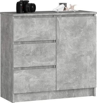 Produktbild von Komoda AKORD JERRY Szary Beton 80 cm 1 drzwi 3 szuflady kolor Beton mat 2 półki 80x35x77 cm