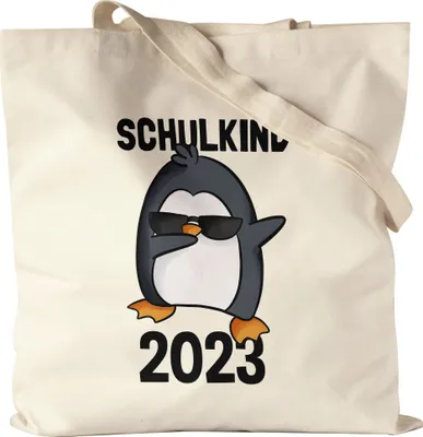 Produktbild von Schulkind 2023 Jutebeutel Stoffbeutel Canvas Einschulung 1. Klasse Pinguin Dab Geschenkidee Grundschule Kindergarten Vorbei