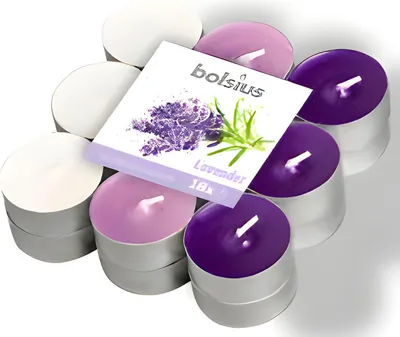 Produktbild von Bolsius Duft-Teel.Alu 3-farb.4h Lavendel 18 Stück