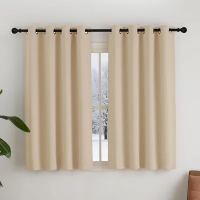 Zdjęcie produktu dla Zasłony zaciemniające z przelotkami, zestaw 2 sztuk, kolor beżowy, wymiary 137 x 107 cm