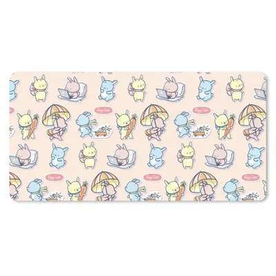 Produktbild von MuchoWow® Schreibtischunterlage Muster - Kaninchen - Cartoon - Pastell - Kinder 80x40 cm - XXL Mauspad - Gaming Mauspad