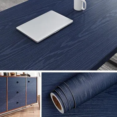 Obrázok produktu pre Unyqoos® samolepiaca drevená fólia, modrá, na nábytok a steny, 40 x 200 cm
