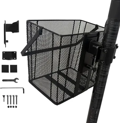 Zdjęcie produktu dla Koszyk rowerowy - odpinany koszyk na kierownicy - do przewozu zakupów - wytrzymały, szybkozłączka - 26 x 16,5 x 23 cm - czarny