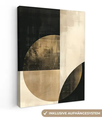 Obrázek produktu pro OneMillionCanvasses® - Obrazy na plátně - Abstraktní - Geometrické tvary - Černá - Zlatá, nástěnná malba, nástěnné dekorace obrazy obývací pokoj, 60x80cm