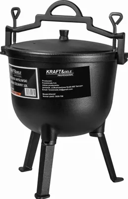 Image de Casserole en fonte de 10 litres, avec trépied stable et couvercle
